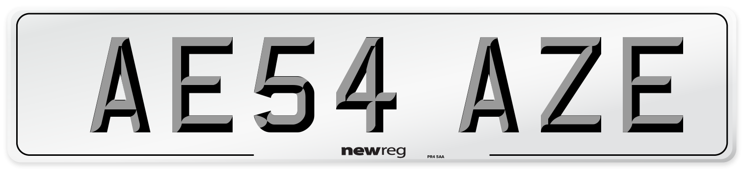 AE54 AZE Number Plate from New Reg